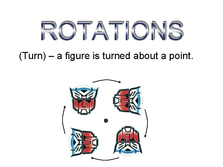 ROTATIONS (Turn) – a figure is turned about a point. 