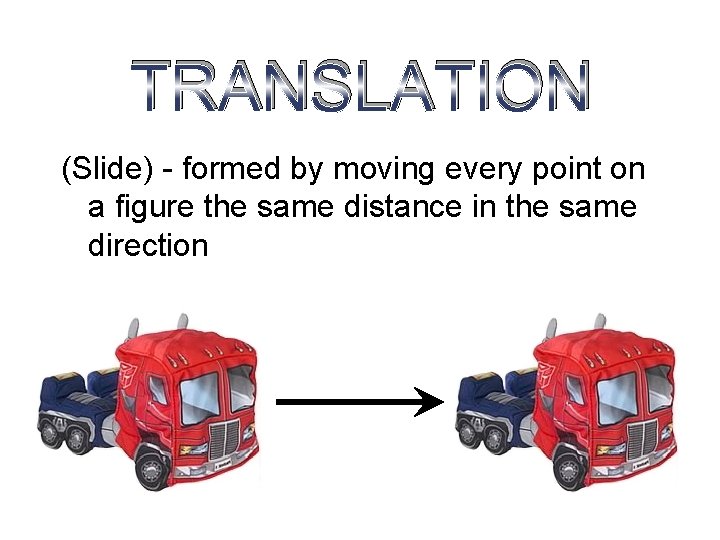 TRANSLATION (Slide) - formed by moving every point on a figure the same distance