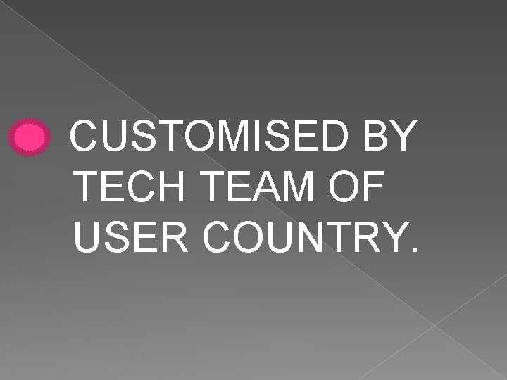 CUSTOMISED BY TECH TEAM OF USER COUNTRY. 