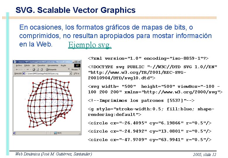 SVG. Scalable Vector Graphics En ocasiones, los formatos gráficos de mapas de bits, o