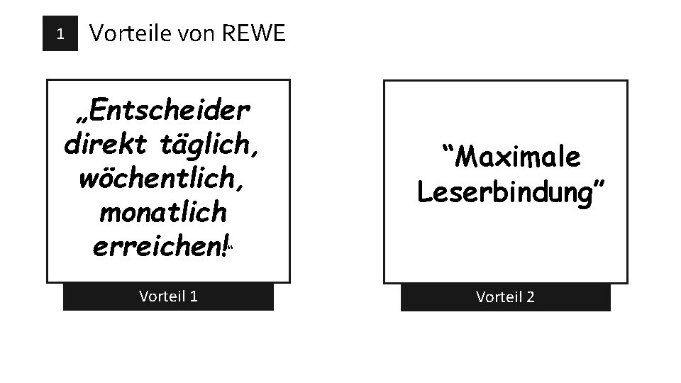 1 Vorteile von REWE „Entscheider direkt täglich, wöchentlich, monatlich erreichen!“ Vorteil 1 “Maximale Leserbindung”