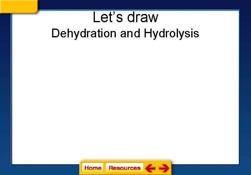 Let’s draw Dehydration and Hydrolysis 