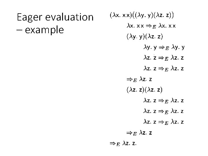 Eager evaluation – example 