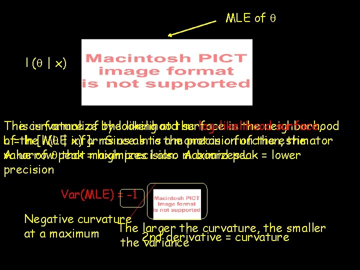 MLE of q l (q | x) This curvature The is formalize of by