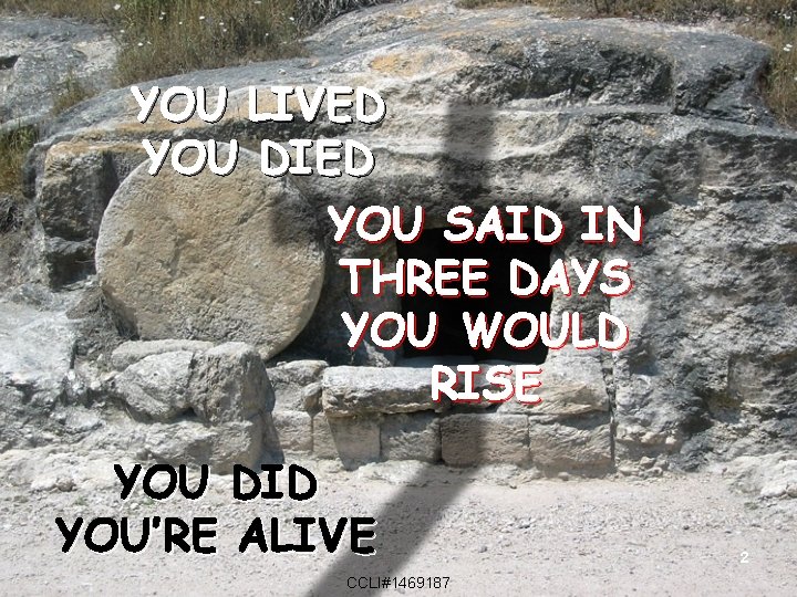 YOU LIVED YOU DIED YOU SAID IN THREE DAYS YOU WOULD RISE YOU DID