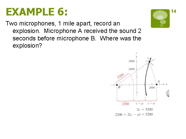EXAMPLE 6: Two microphones, 1 mile apart, record an explosion. Microphone A received the