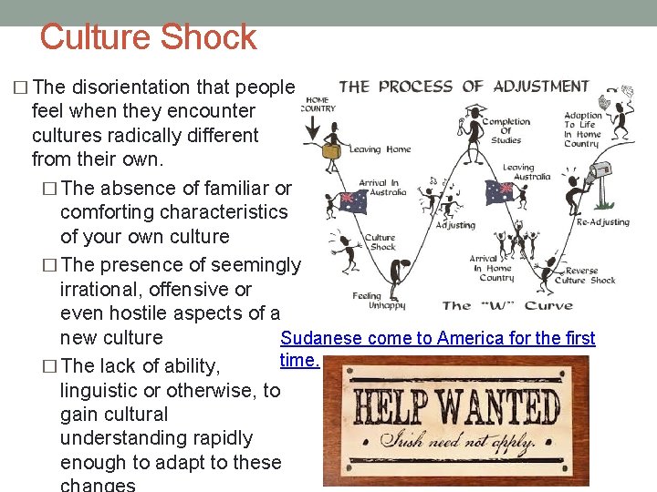 Culture Shock � The disorientation that people feel when they encounter cultures radically different