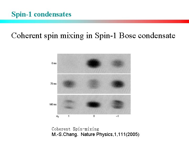 Spin-1 condensates Coherent spin mixing in Spin-1 Bose condensate Coherent Spin-mixing M. -S. Chang.