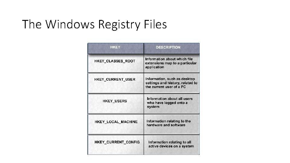 The Windows Registry Files 