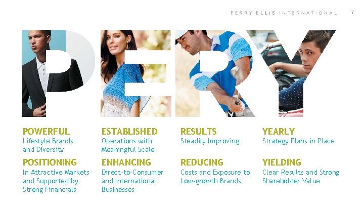 7 POWERFUL ESTABLISHED RESULTS YEARLY Lifestyle Brands and Diversity Operations with Meaningful Scale Steadily