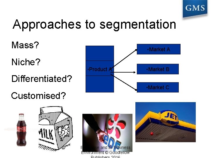 Approaches to segmentation Mass? Niche? • Market A • Product A • Market B