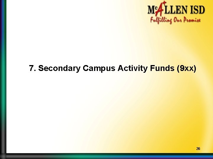 7. Secondary Campus Activity Funds (9 xx) 26 