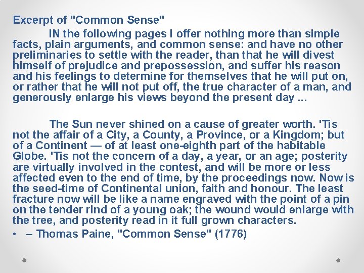 Excerpt of "Common Sense" IN the following pages I offer nothing more than simple Excerpt of "Common Sense" IN the following pages I offer nothing more than simple