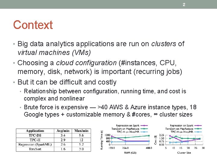 2 Context • Big data analytics applications are run on clusters of virtual machines