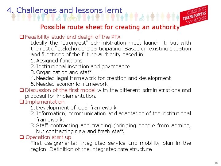 4. Challenges and lessons lernt Possible route sheet for creating an authority q Feasibility