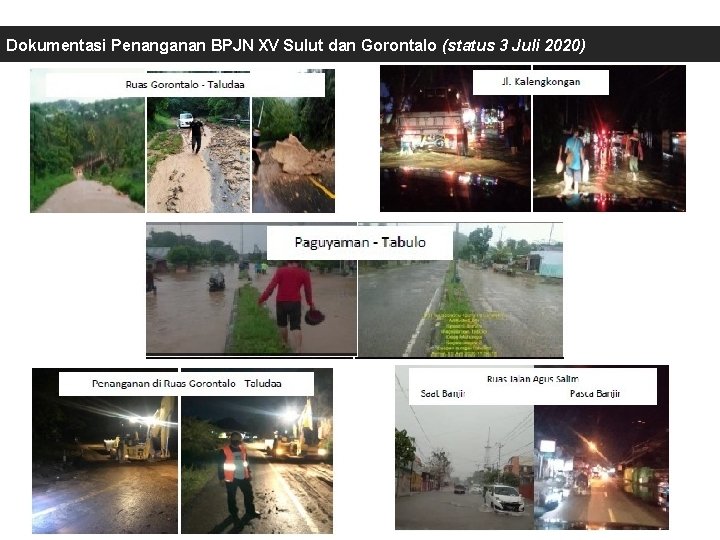 Dokumentasi Penanganan BPJN XV Sulut dan Gorontalo (status 3 Juli 2020) 