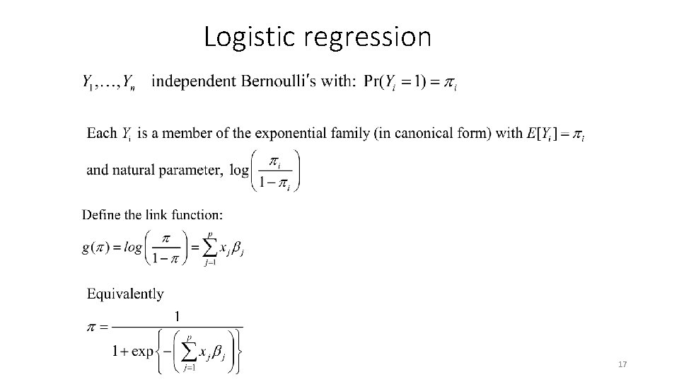 Logistic regression 17 Logistic regression 17