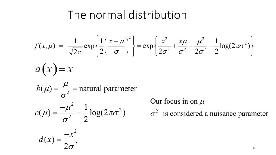 The normal distribution 6 The normal distribution 6