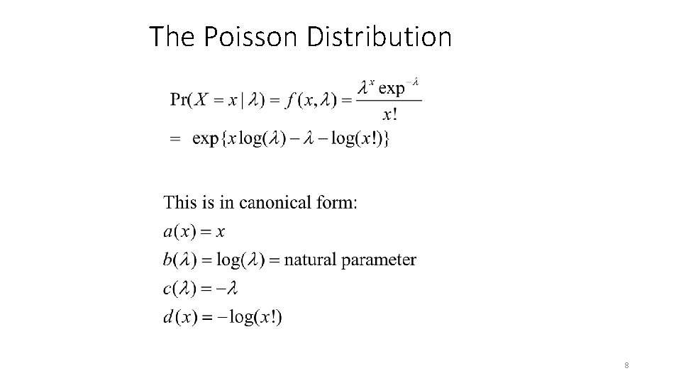The Poisson Distribution 8 The Poisson Distribution 8