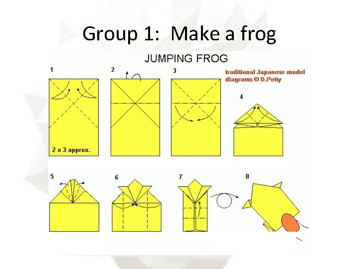 Group 1: Make a frog 