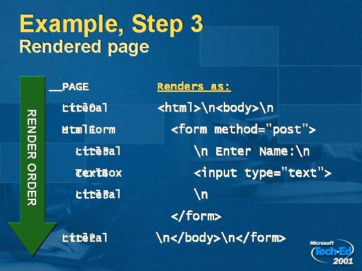 Example, Step 3 Rendered page __PAGE RE NDE R O RDE R Literal ctrl Example, Step 3 Rendered page __PAGE RE NDE R O RDE R Literal ctrl