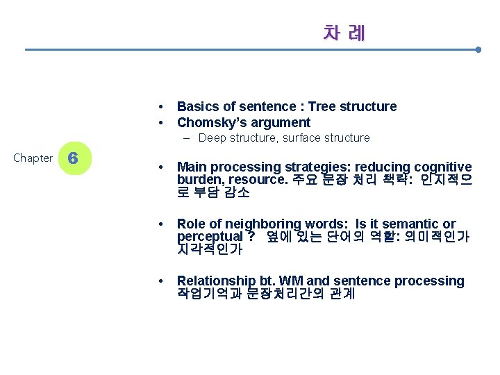 차례 • • Basics of sentence : Tree structure Chomsky’s argument – Deep structure,