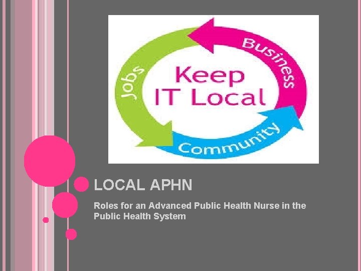 LOCAL APHN Roles for an Advanced Public Health Nurse in the Public Health System