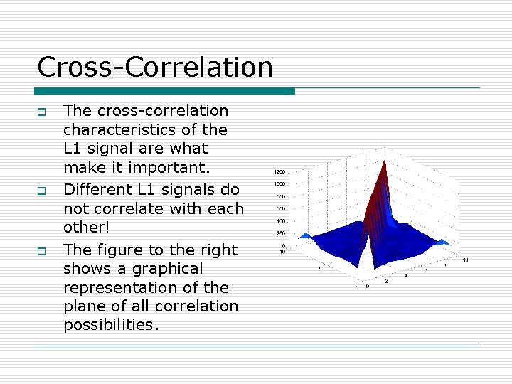 Cross-Correlation o o o The cross-correlation characteristics of the L 1 signal are what