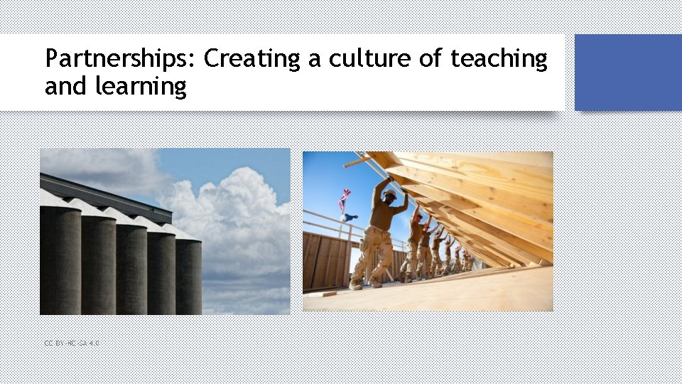 Partnerships: Creating a culture of teaching and learning CC BY-NC-SA 4. 0 