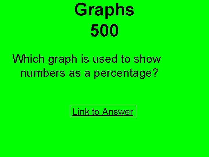 Graphs 500 Which graph is used to show numbers as a percentage? Link to