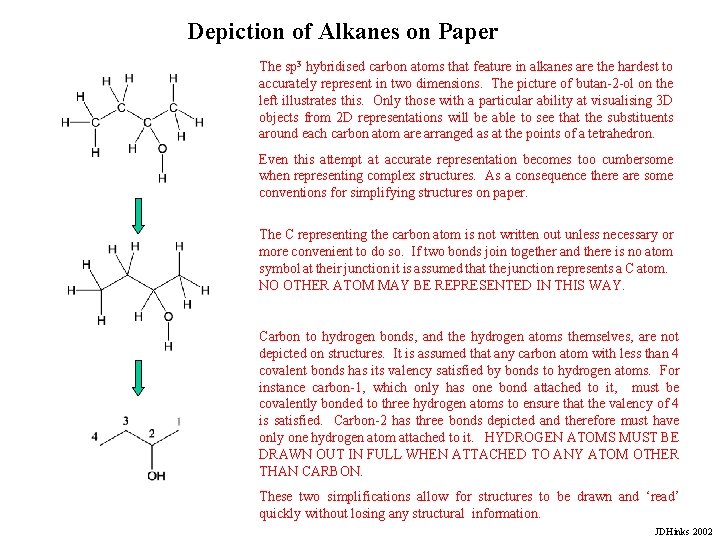 Depiction of Alkanes on Paper The sp 3 hybridised carbon atoms that feature in
