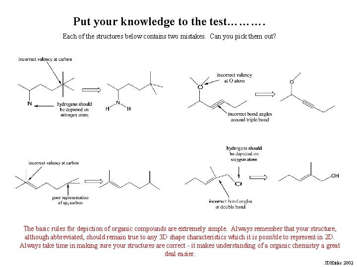 Put your knowledge to the test………. Each of the structures below contains two mistakes.