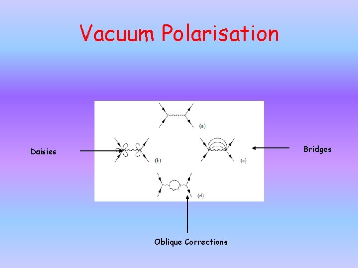 Vacuum Polarisation Bridges Daisies Oblique Corrections 