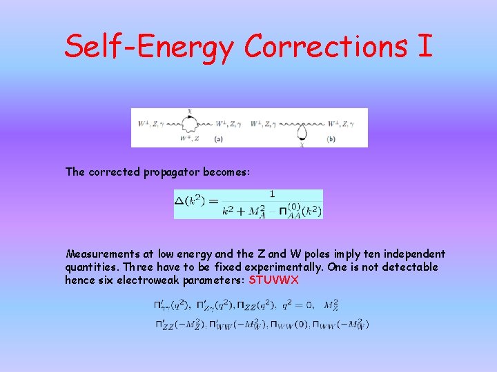 Self-Energy Corrections I The corrected propagator becomes: Measurements at low energy and the Z