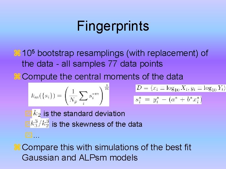 Fingerprints 105 bootstrap resamplings (with replacement) of the data - all samples 77 data