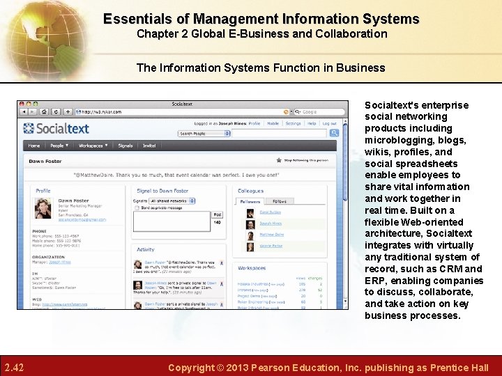 Essentials of Management Information Systems Chapter 2 Global E-Business and Collaboration The Information Systems