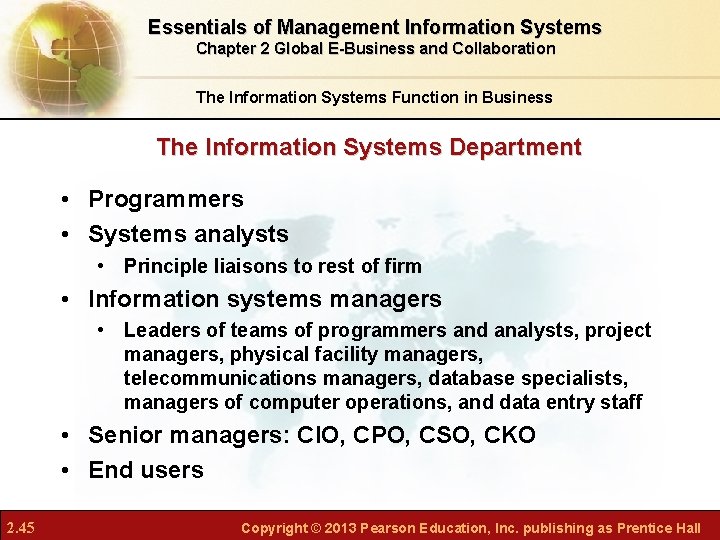 Essentials of Management Information Systems Chapter 2 Global E-Business and Collaboration The Information Systems