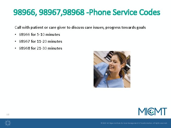 98966, 98967, 98968 -Phone Service Codes Call with patient or care giver to discuss
