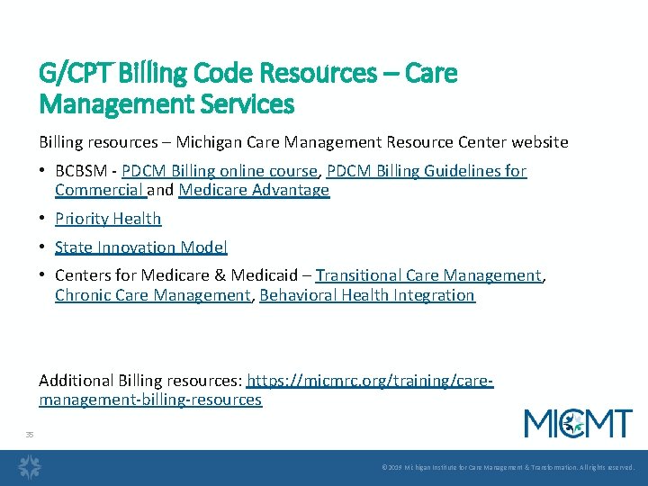 G/CPT Billing Code Resources – Care Management Services Billing resources – Michigan Care Management