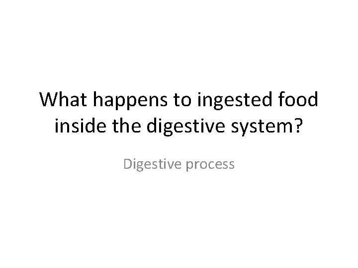 What happens to ingested food inside the digestive system? Digestive process 