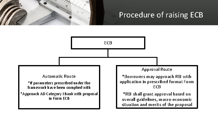 Procedure of raising ECB Approval Route Automatic Route *If parameters prescribed under the framework