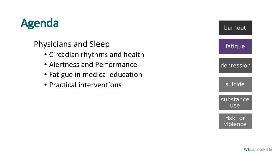 Agenda Physicians and Sleep • Circadian rhythms and health • Alertness and Performance •