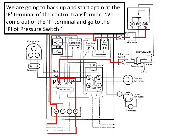 We are going to back up and start again at the ‘P’ terminal of