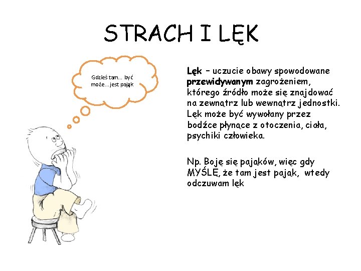 STRACH I LĘK Gdzieś tam. . . być może. . . jest pająk Lęk