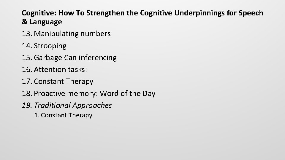 Cognitive: How To Strengthen the Cognitive Underpinnings for Speech & Language 13. Manipulating numbers