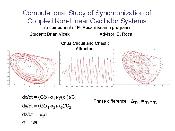 Computational Study of Synchronization of Coupled Non-Linear Oscillator Systems (a component of E. Rosa