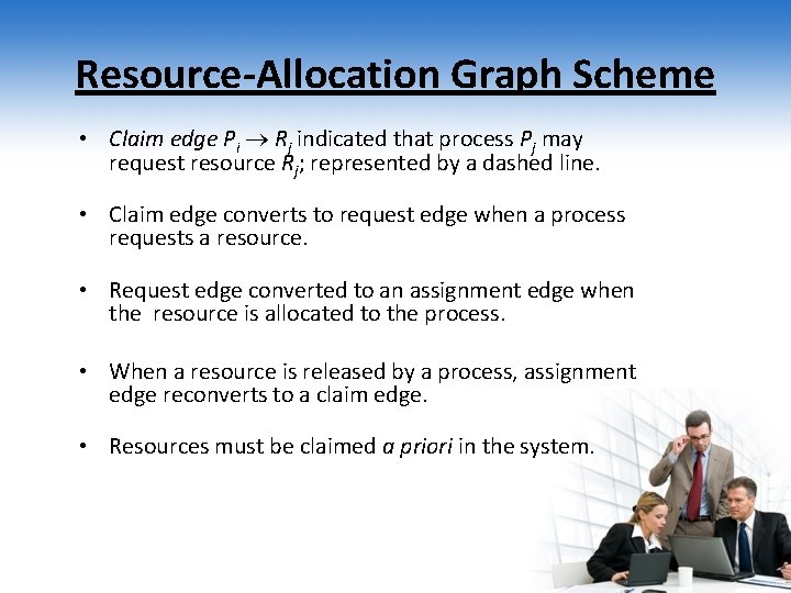 Resource-Allocation Graph Scheme • Claim edge Pi Rj indicated that process Pj may request