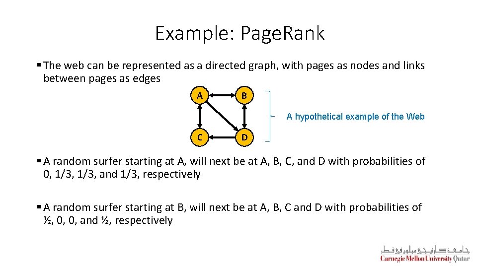 Example: Page. Rank § The web can be represented as a directed graph, with Example: Page. Rank § The web can be represented as a directed graph, with