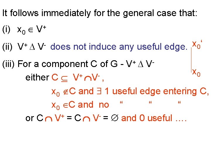 It follows immediately for the general case that: (i) x 0 V+ (ii) V+