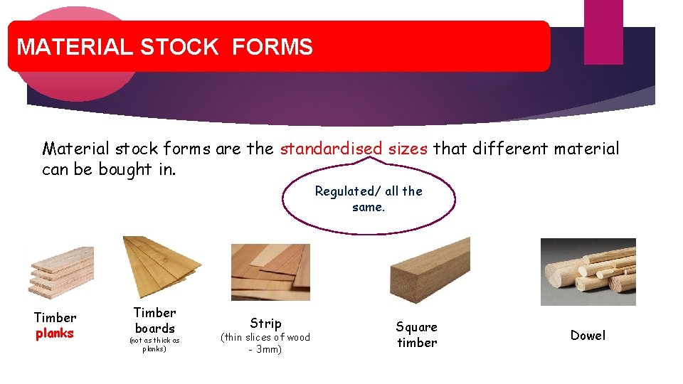 Write MATERIAL This Down STOCK FORMS EXPENSIVE Material stock forms are the standardised sizes